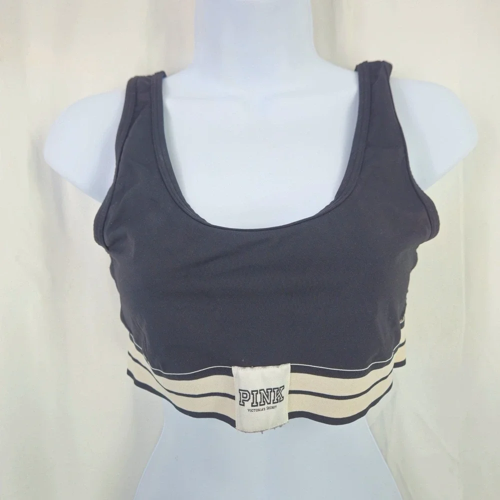 PINK Victoria's Secret‎ Ultimate Unlined Sports Bra Black Lattice Strappy Medium